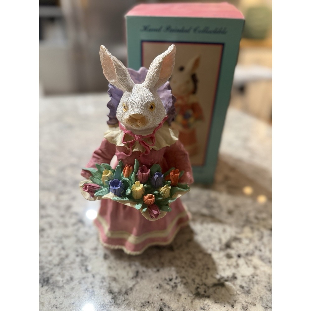 Three Hands Corp Hand Painted Collectible Decorative Easter Bunny Vintage NIB